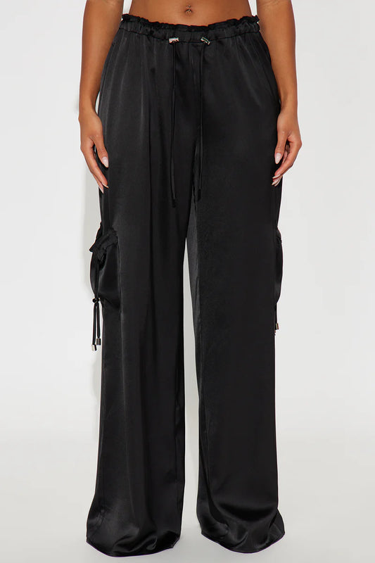 BRIELLE SATIN WIDE LEG CARGO