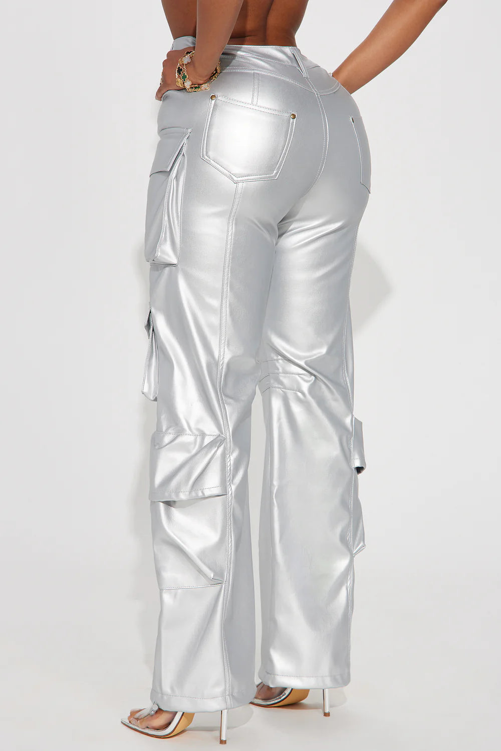 CITY IS MINE FAUX LEATHER CARGO PANTS