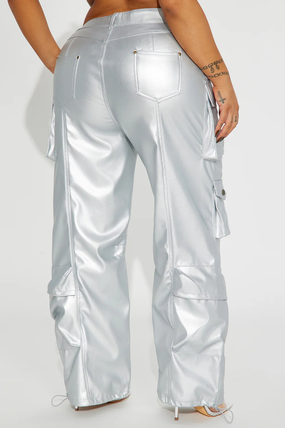 CITY IS MINE FAUX LEATHER CARGO PANTS