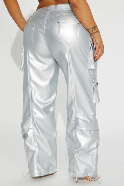 CITY IS MINE FAUX LEATHER CARGO PANTS