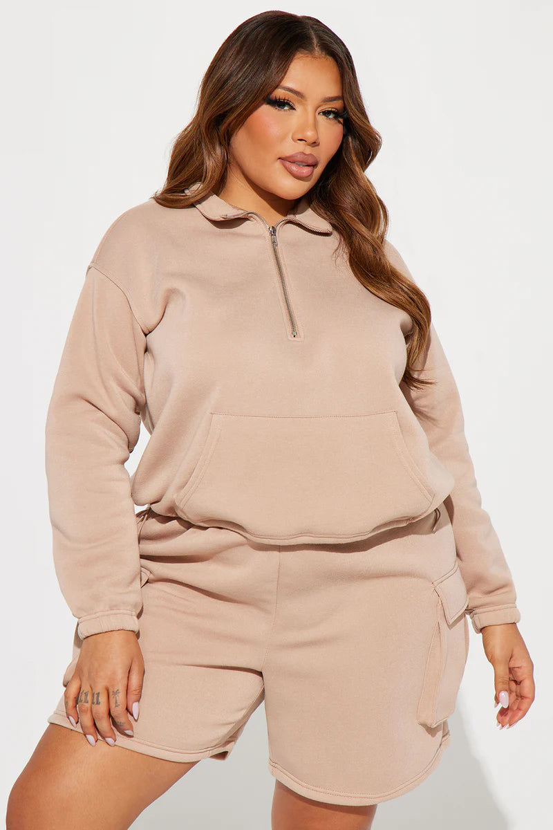 CARRIE FLEECE CARGO SHORT SET