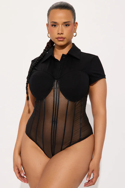 NEW PICK COLLARED SHORT SLEEVE CORSET