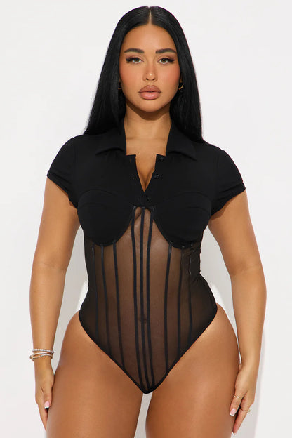NEW PICK COLLARED SHORT SLEEVE CORSET