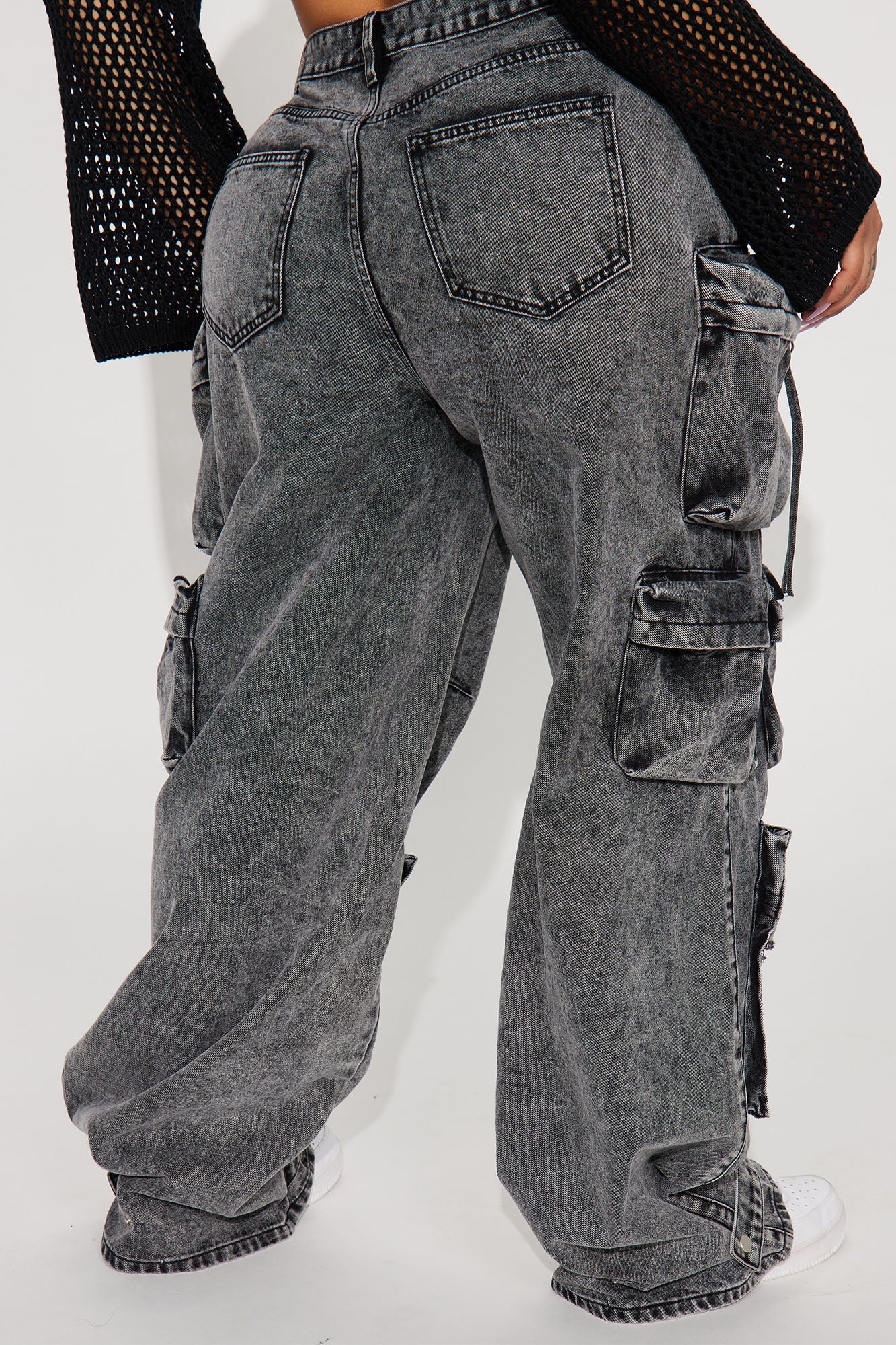 NIKKI NON STRETCH ACID WASH CARGO JEANS