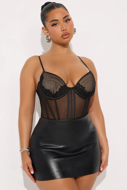 NEVER EXAGGERATED MESH CORSET BODYSUIT