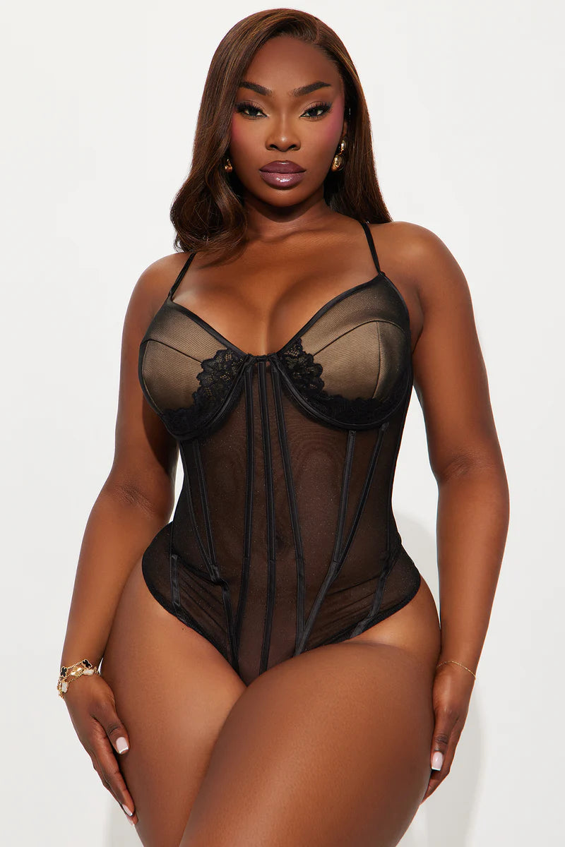 NEVER EXAGGERATED MESH CORSET BODYSUIT