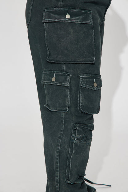 BILLIE RIPPED ANKLE TIE CARGO JEANS