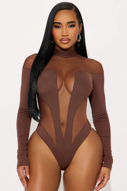 ZURI MESH CUT OUT LONG SLEEVE BODYSUIT