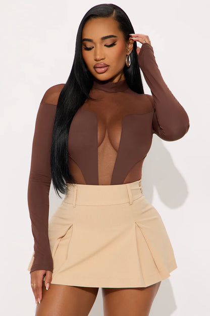 ZURI MESH CUT OUT LONG SLEEVE BODYSUIT