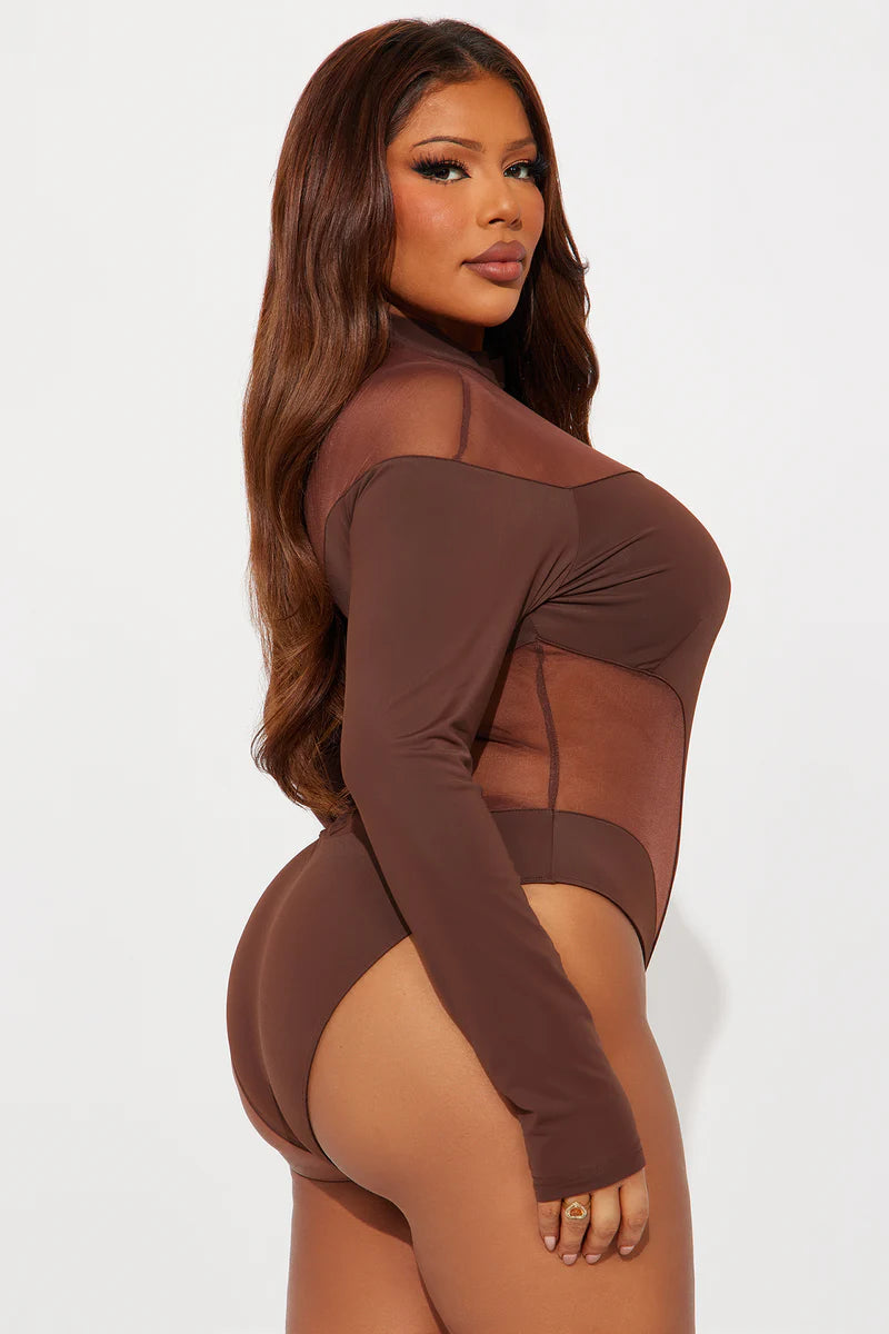 ZURI MESH CUT OUT LONG SLEEVE BODYSUIT