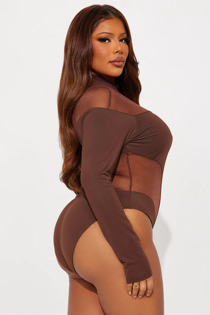 ZURI MESH CUT OUT LONG SLEEVE BODYSUIT