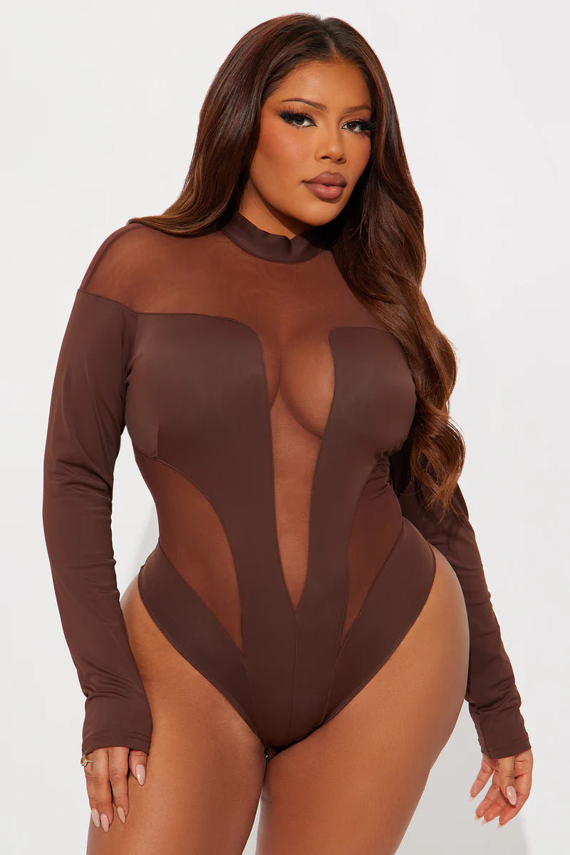 ZURI MESH CUT OUT LONG SLEEVE BODYSUIT
