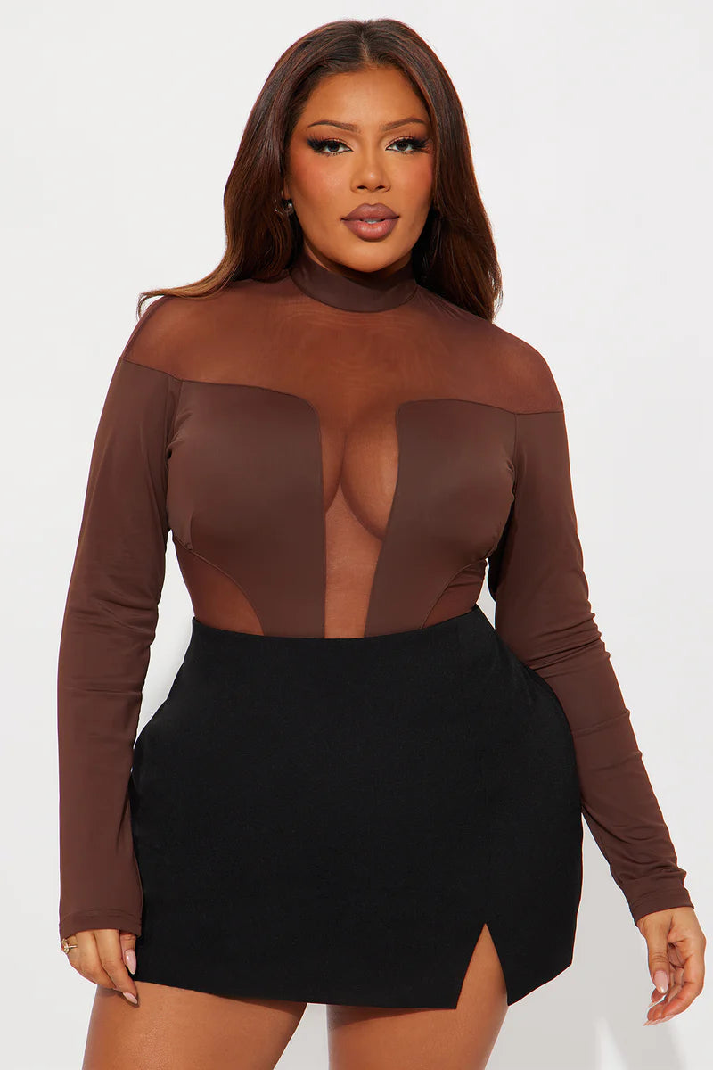 ZURI MESH CUT OUT LONG SLEEVE BODYSUIT