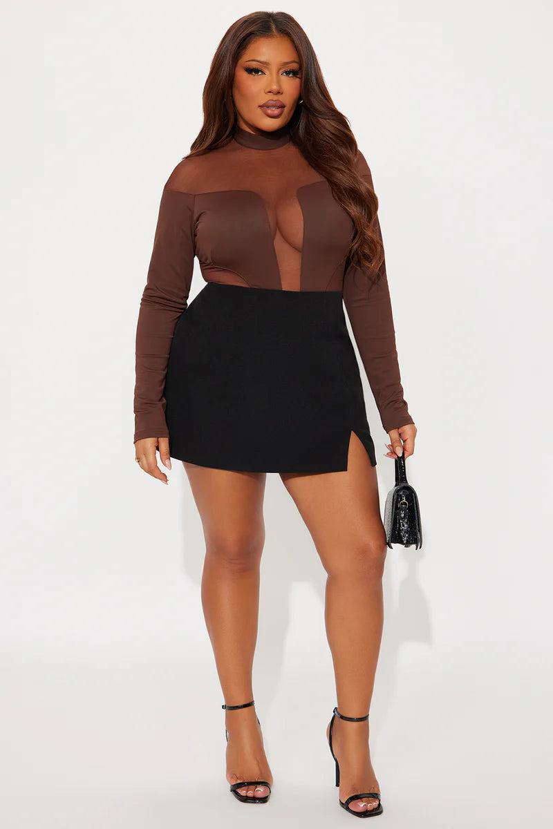 ZURI MESH CUT OUT LONG SLEEVE BODYSUIT