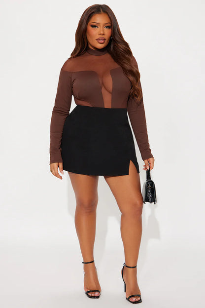 ZURI MESH CUT OUT LONG SLEEVE BODYSUIT