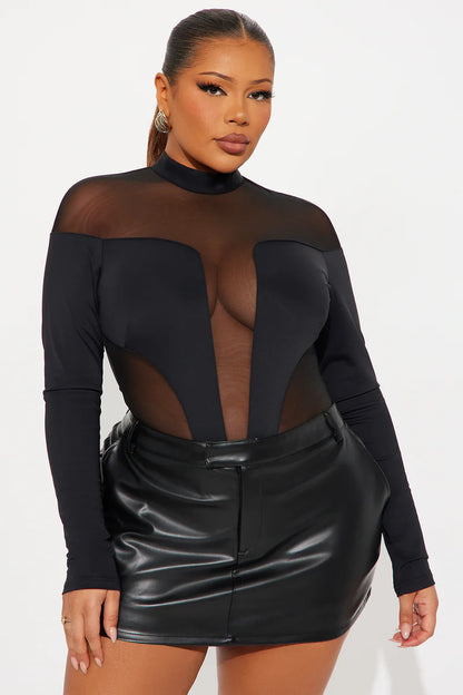 ZURI MESH CUT OUT LONG SLEEVE BODYSUIT