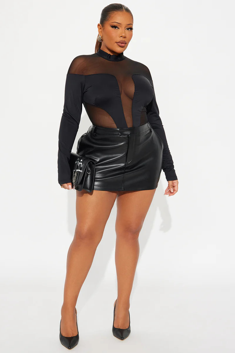 ZURI MESH CUT OUT LONG SLEEVE BODYSUIT