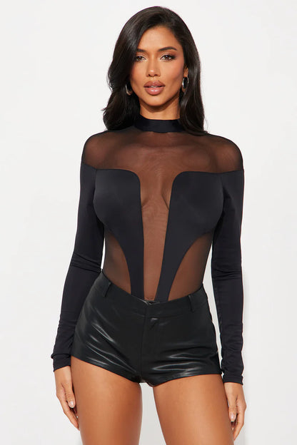 ZURI MESH CUT OUT LONG SLEEVE BODYSUIT