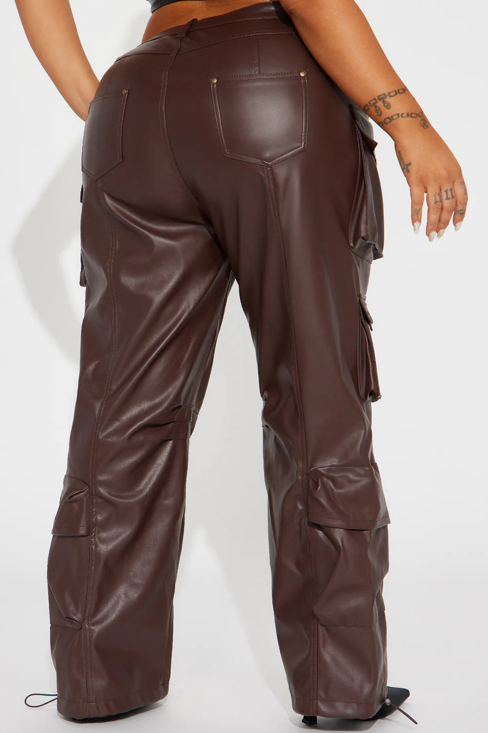 CITY IS MINE FAUX LEATHER CARGO PANTS