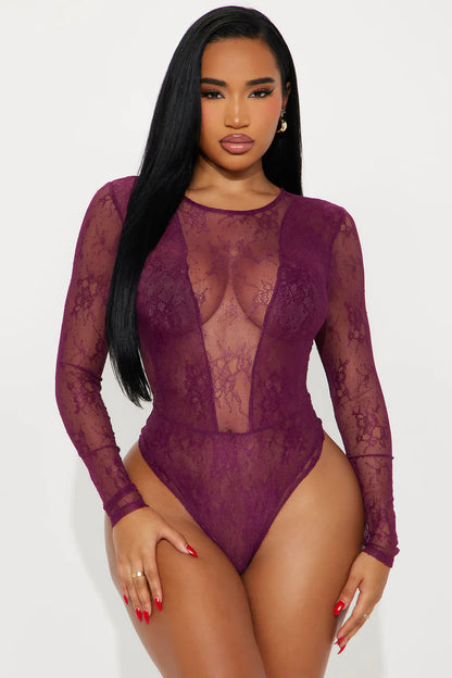 PARTY MAYHEM LONG SLEEVE LACE BODYSUIT