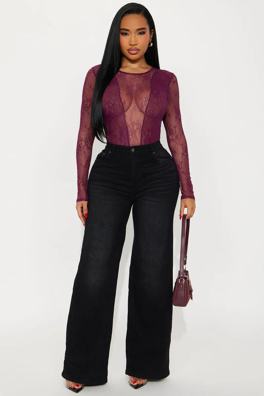 PARTY MAYHEM LONG SLEEVE LACE BODYSUIT