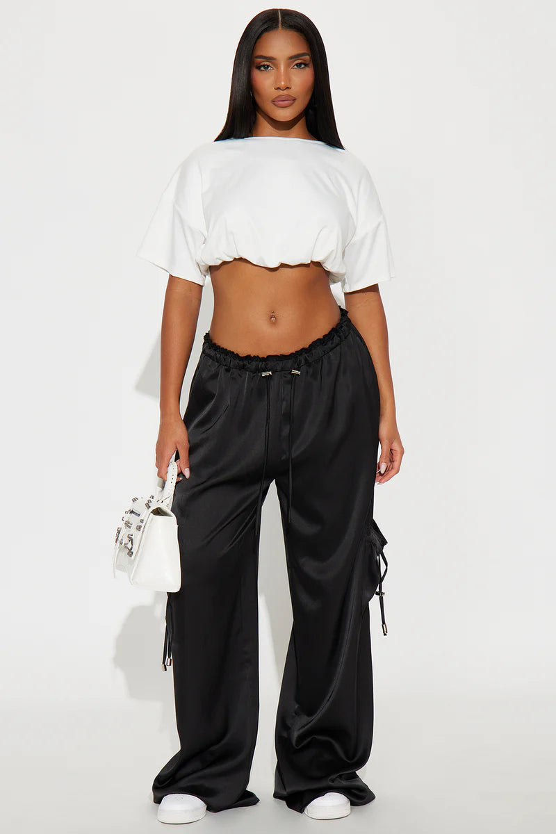 BRIELLE SATIN WIDE LEG CARGO