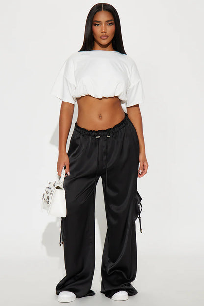 BRIELLE SATIN WIDE LEG CARGO