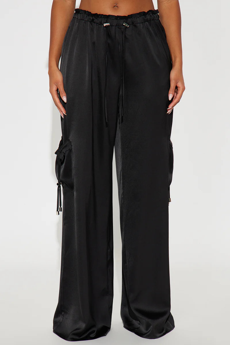 BRIELLE SATIN WIDE LEG CARGO