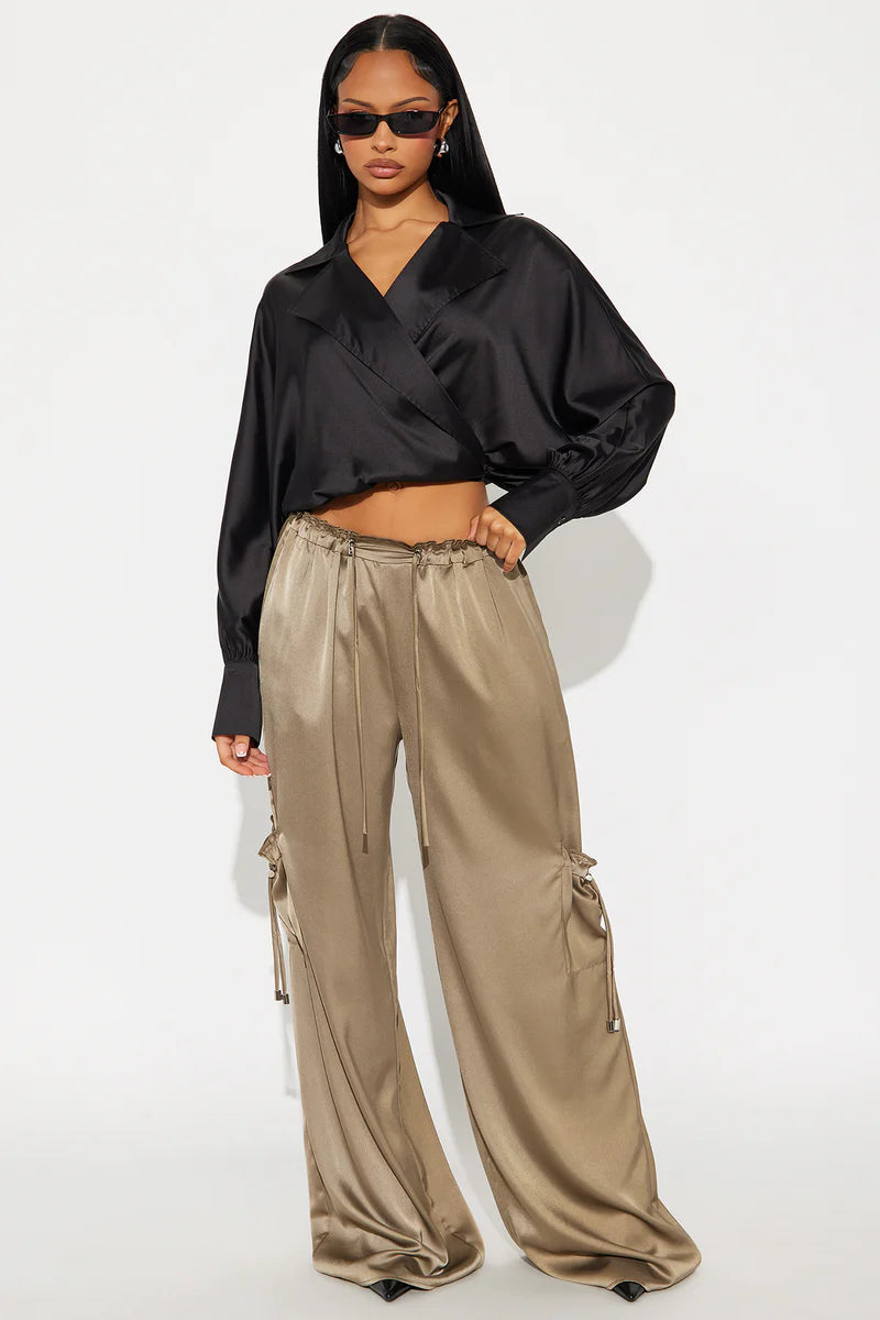 BRIELLE SATIN WIDE LEG CARGO