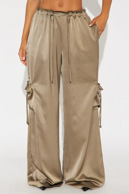 BRIELLE SATIN WIDE LEG CARGO