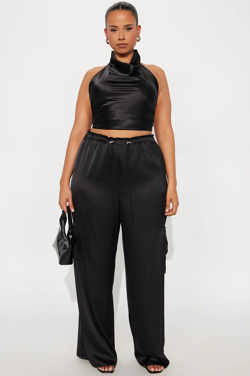 BRIELLE SATIN WIDE LEG CARGO