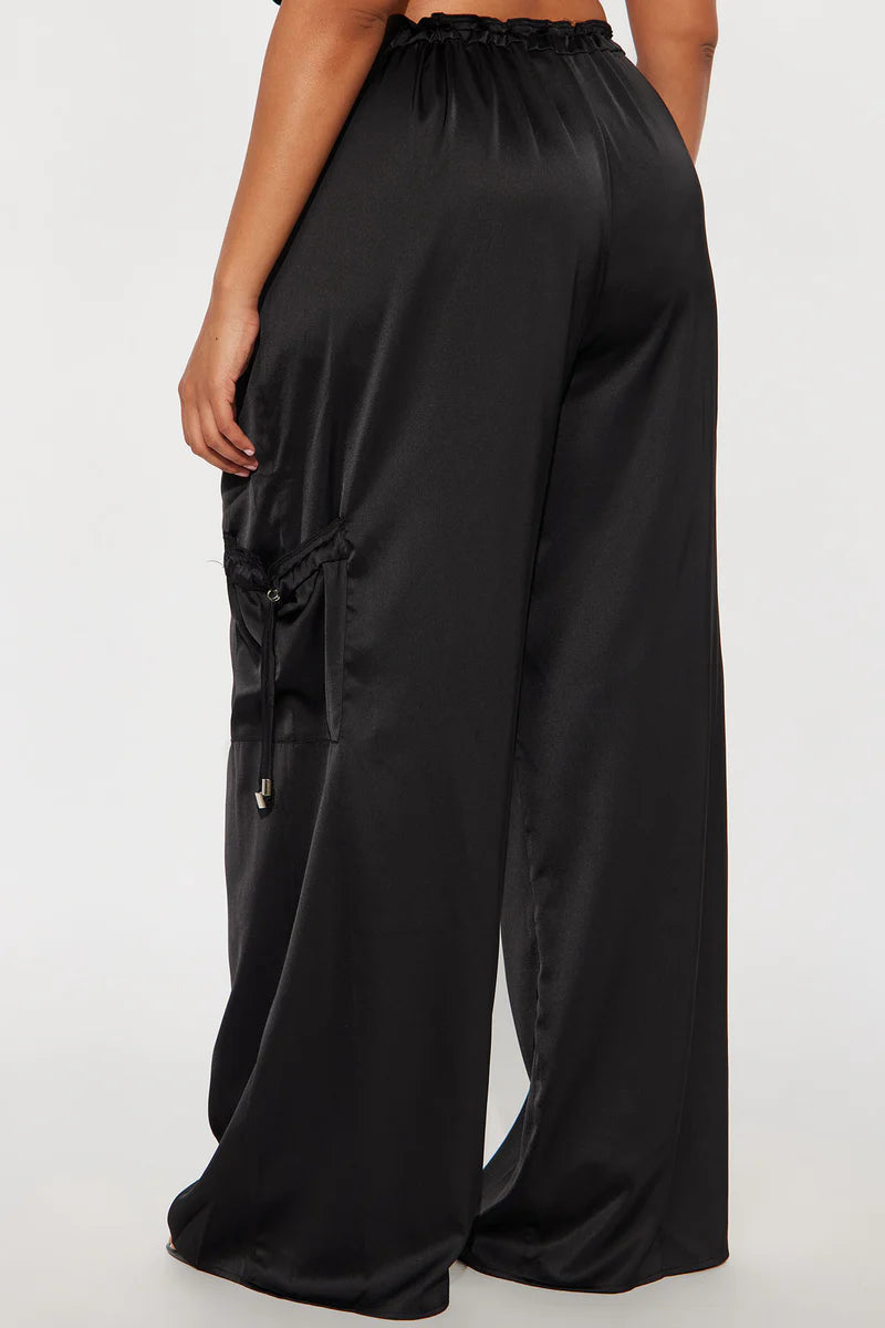 BRIELLE SATIN WIDE LEG CARGO