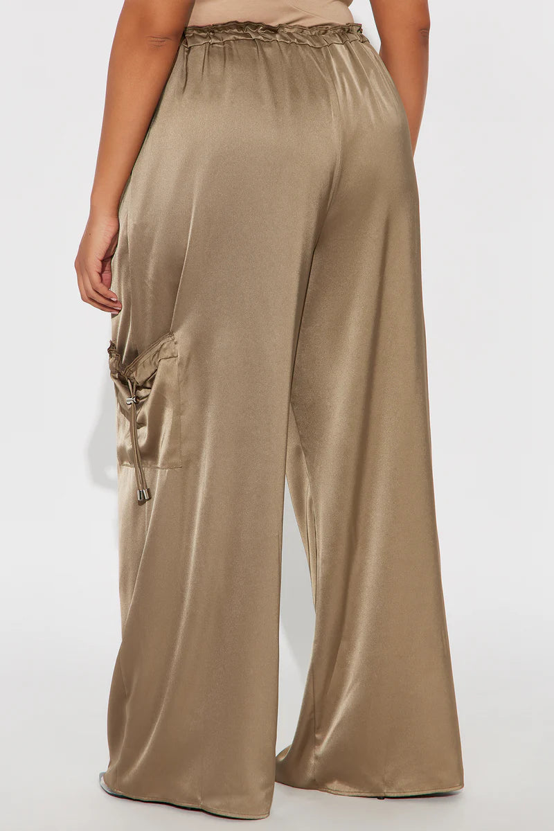BRIELLE SATIN WIDE LEG CARGO