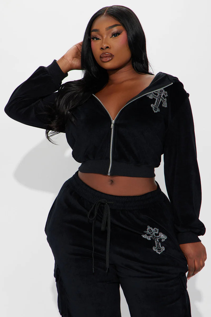 SAINT RHINESTONE VELOUR SET
