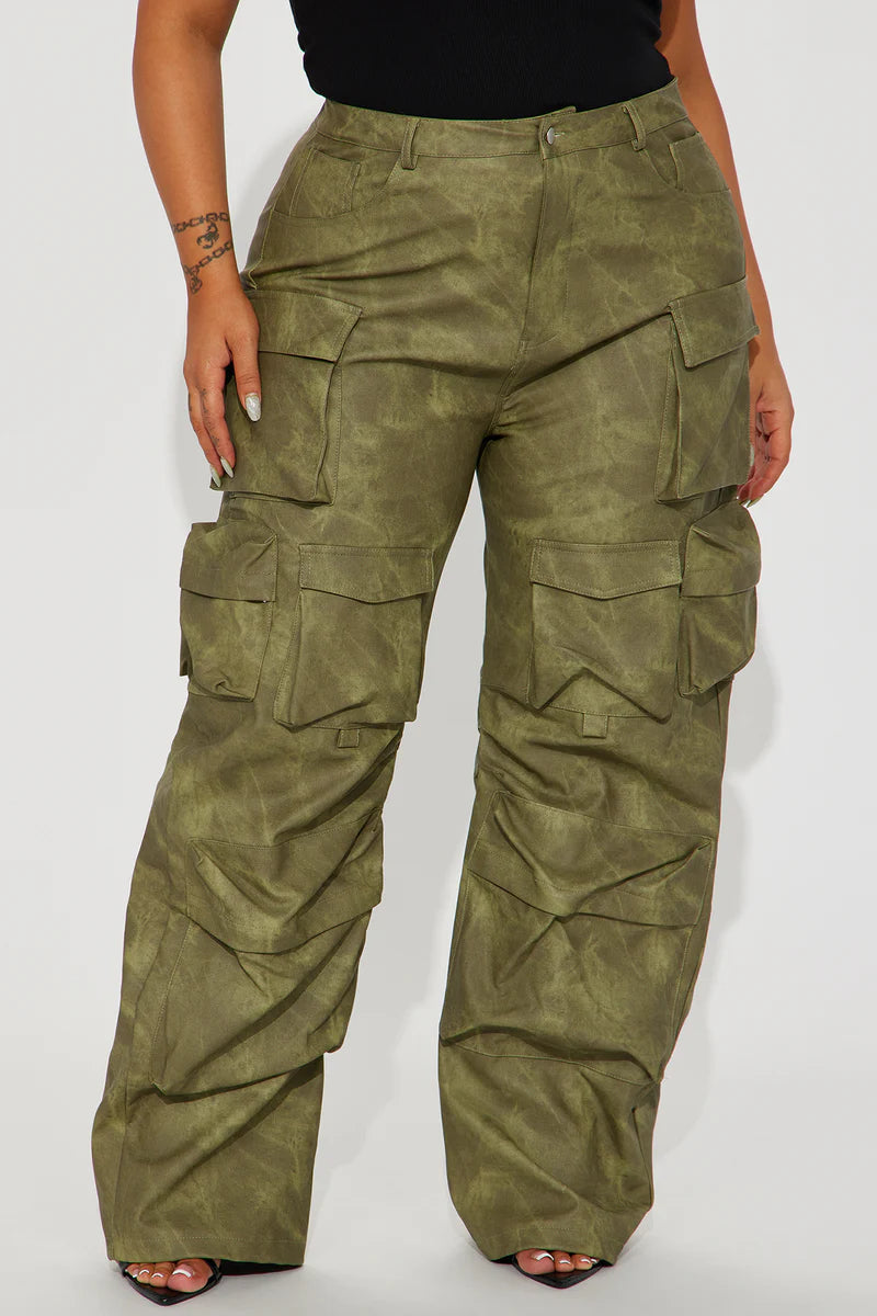 HARVEY WASHED FAUX LEATHER CARGO