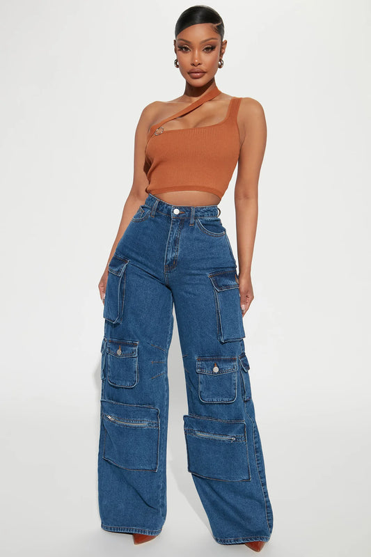LILY HIGH RISE CARGO JEANS