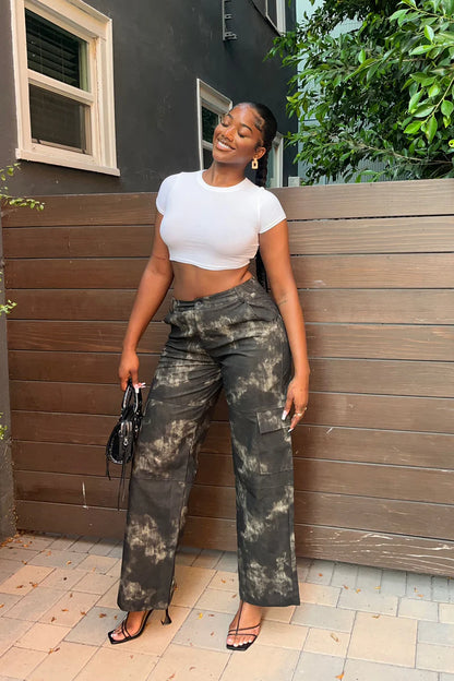 ALEXA WASHED FAUX LEATHER CARGO