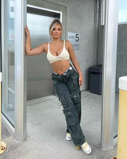 LILY HIGH RISE CARGO JEANS